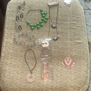 Assorted Jewelry Set with Green and Pink Accents